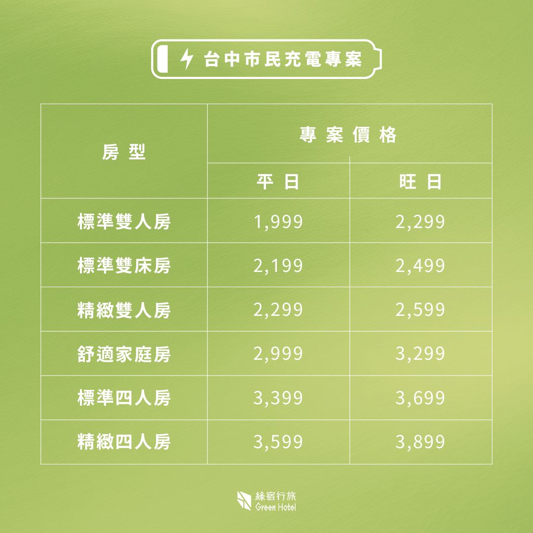 綠宿_台中市民專案_價格表